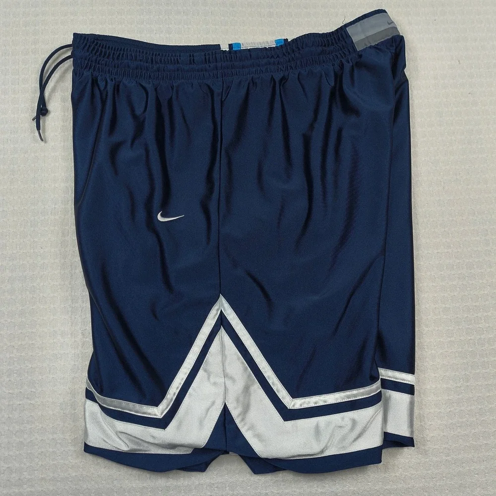 Nike Mens XXL Reversible Basketball Shorts Navy Blue Silver Mesh Athletic